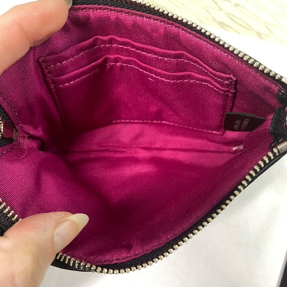 Coach Womens Cranberry Pink&Black Leopard Print Wristlet Wallet Cheetah 4x6" EUC - Picture 3 of 11